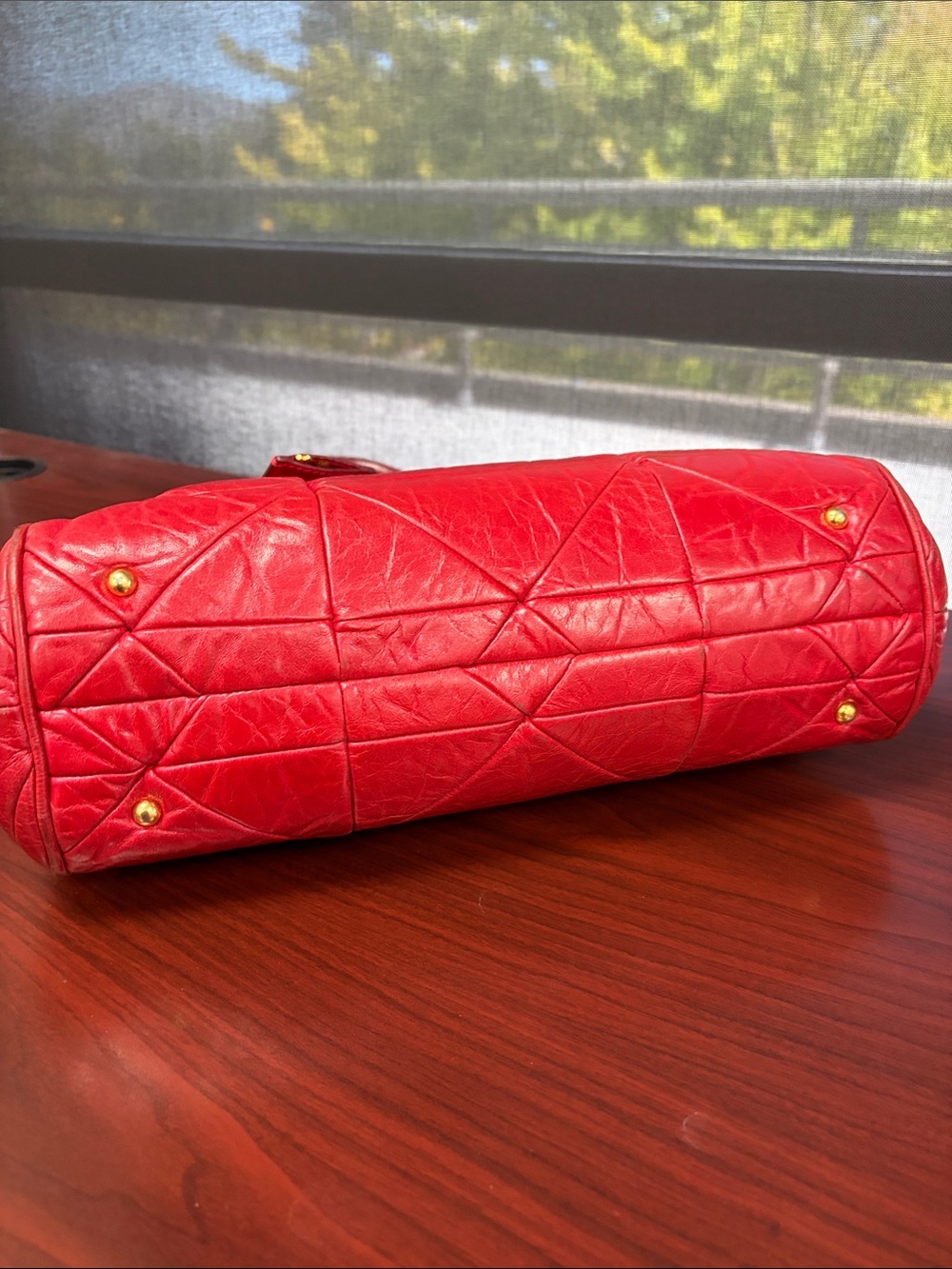Marc Jacobs Quilted Red Leather Satchel with Gold Accents - Picture 4 of 7
